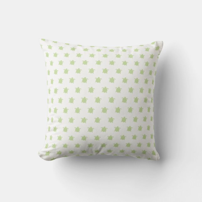 Green Turtle Pattern Throw Pillow (Front)