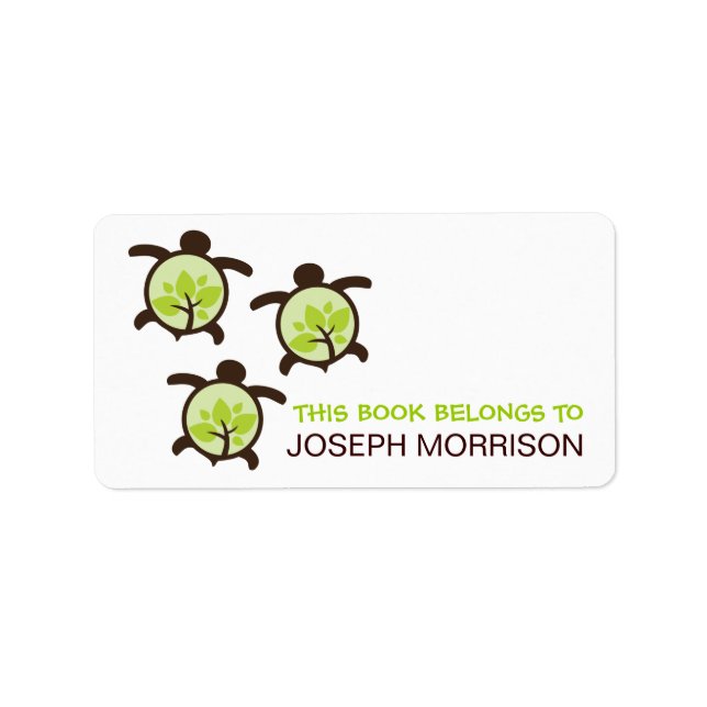 Green Turtles Bookplates Labels (Front)