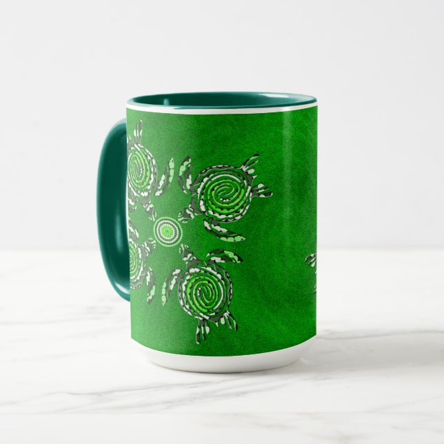 Green Turtles Dot Art,  Combo Coffee Mug (Front Left)