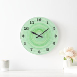 Green Twister Spirals Large Clock