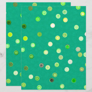 Green Twisty Polka Dot Spiral 2-Sided Scrap Paper
