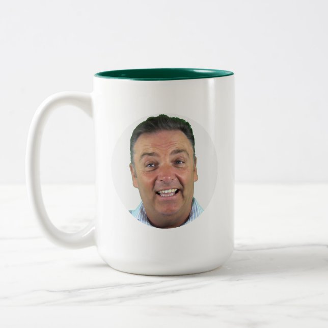 GREEN Two-Tone Photo Mug - Round Frame Custom Mug (Left)