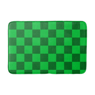 Green Two Toned Chequerboard Pattern Bath Mat