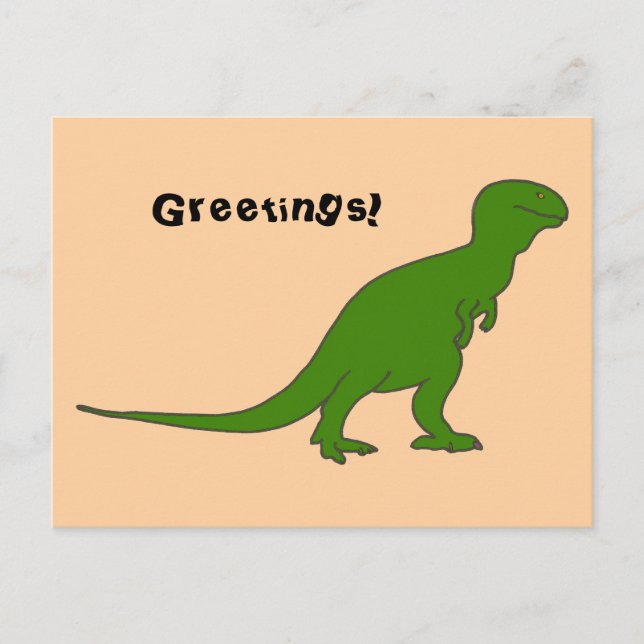 Green Tyrannosaurus Dinosaur Custom Postcards (Front)
