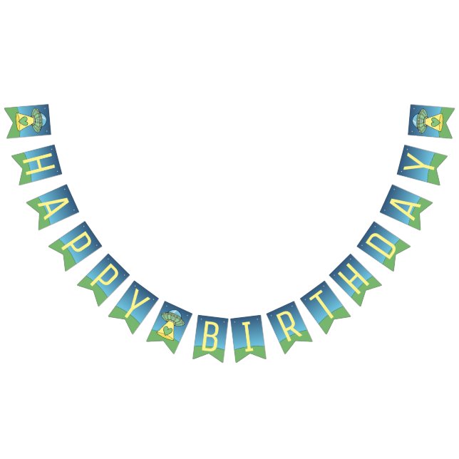 Green UFO Alien Happy Birthday Bunting (All)