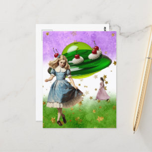 Green UFO Surreal Sweet Treat Postcard