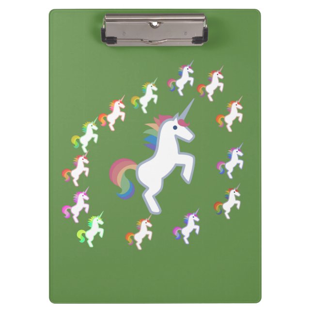 Green Unicorn Circle Breeze Clipboard (Front)