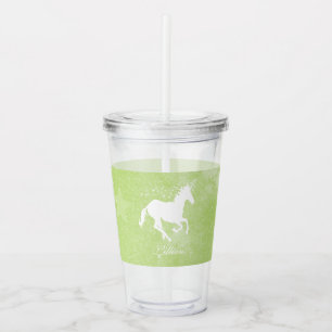 Green Unicorn Personalised Acrylic Tumbler