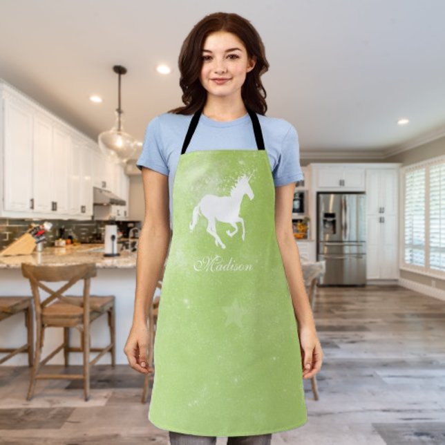 Green Unicorn Personalised Apron (Green Unicorn Personalized Apron)