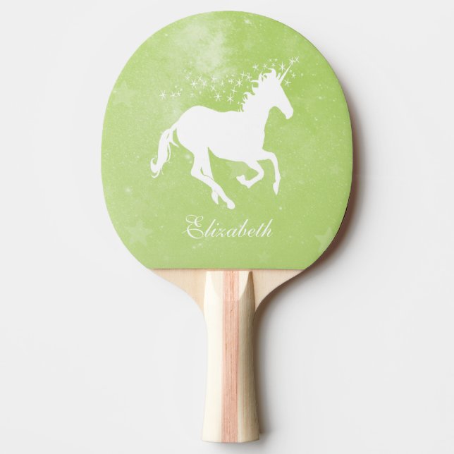 Green Unicorn Personalised Ping Pong Paddle (Front)