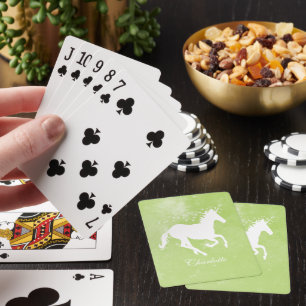 Green Unicorn Personalised Playing Cards