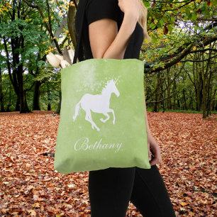 Green Unicorn Personalised Tote Bag