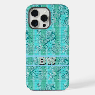 Green Unicorn Plaid Pattern Personalised Monogram iPhone 15 Pro Max Case