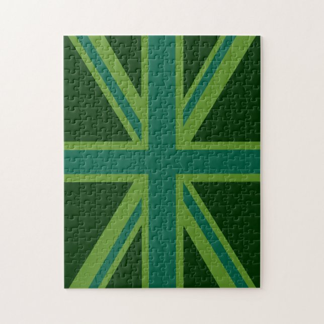 Green Union Jack Flag Decor Jigsaw Puzzle (Vertical)