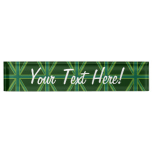 Green Union Jack Flag Decor Nameplate