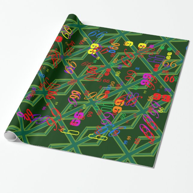 Green Union Jack Flag Decor Wrapping Paper (Unrolled)