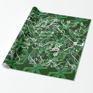 Green Union Jack Flag Decor Wrapping Paper