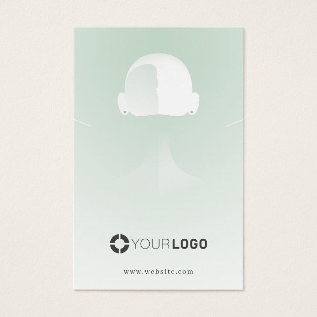 Green unique portrait custom logo earring display (Front)