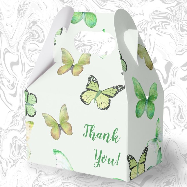 Green Unisex Butterfly Baby Shower Thank You Favour Box (Creator Uploaded)