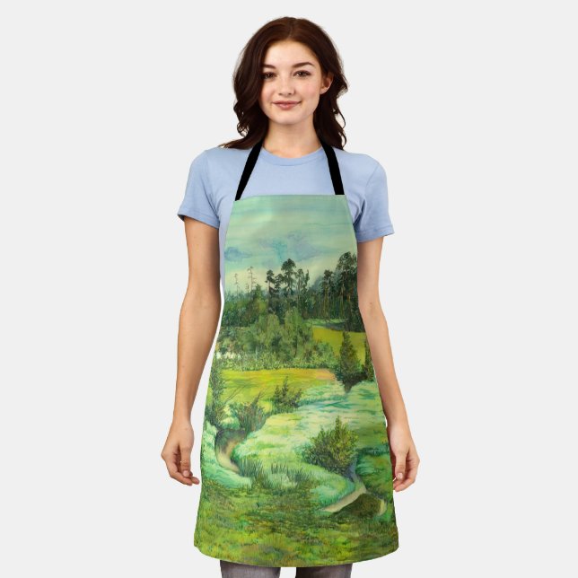 green valley painting Watercolor Apron (Worn)