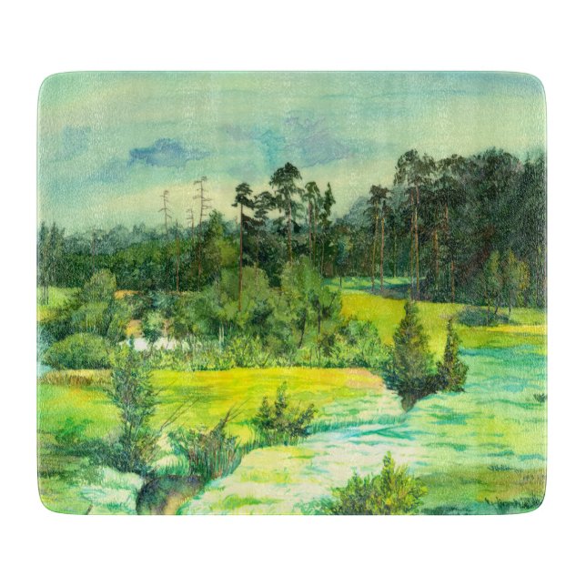 green valley painting Watercolor   Cutting Board (Front)