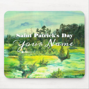 green valley painting Watercolor  Mouse Pad