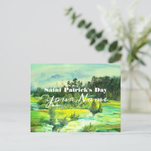 green valley painting Watercolor Postcard