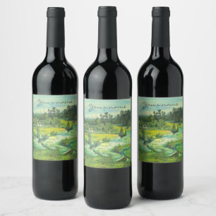 green valley Watercolor Wine Label