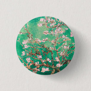 Green Van Gogh Almond Blossoms 3 Cm Round Badge