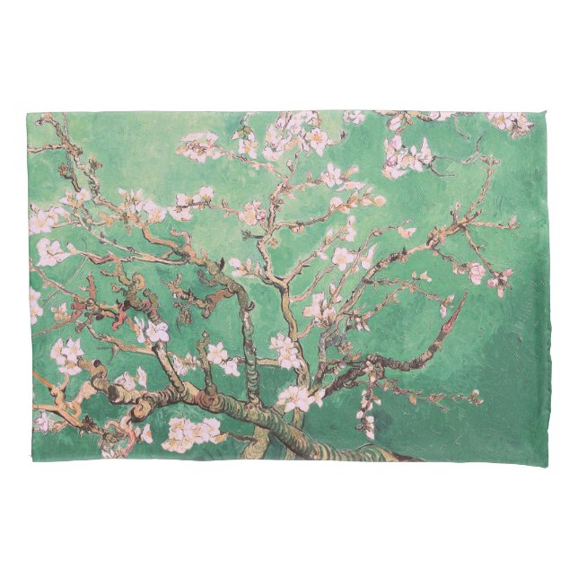 Green Van Gogh Almond Blossoms Pillowcase (Front)