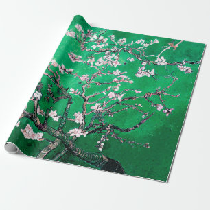 Green Van Gogh Almond Blossoms Wrapping Paper