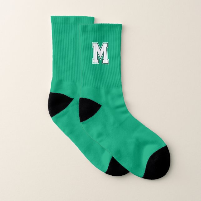 Green Varsity Monogram Socks (Pair)