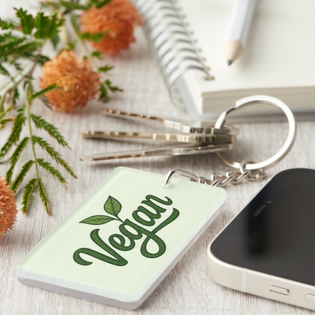 Green Vegan Key Ring (Front Right)