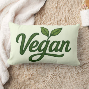 Green Vegan Lumbar Throw Pillow
