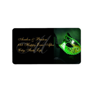 Green Venetian Masquerade Mask Address Label