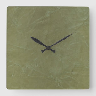 Green Venetian Plaster Square Wallclock