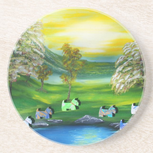 Green Venus Scotties at the Pond Coaster (Front)