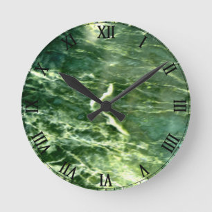 Green Verde Alpi Marble Round Clock