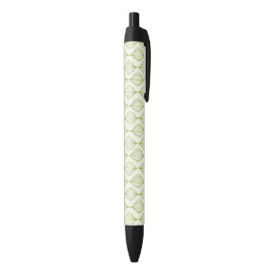 Green vertical ogee pattern background black ink pen
