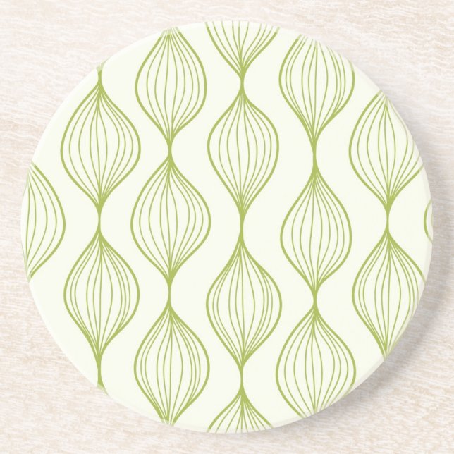Green vertical ogee pattern background coaster (Front)