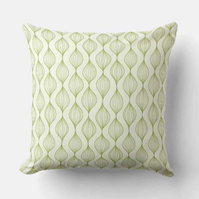 Green vertical ogee pattern background cushion (Front)