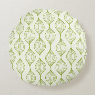 Green vertical ogee pattern background round cushion