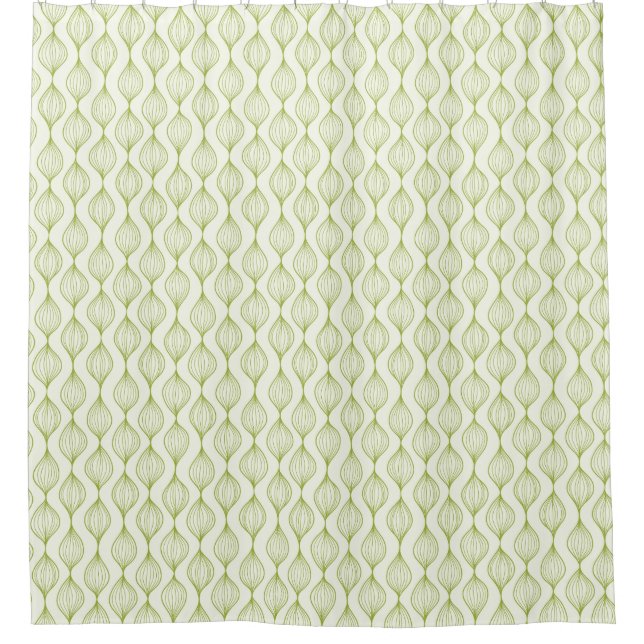 Green vertical ogee pattern background shower curtain (Front)