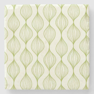 Green vertical ogee pattern background stone coaster