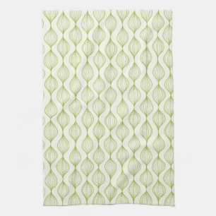 Green vertical ogee pattern background tea towel