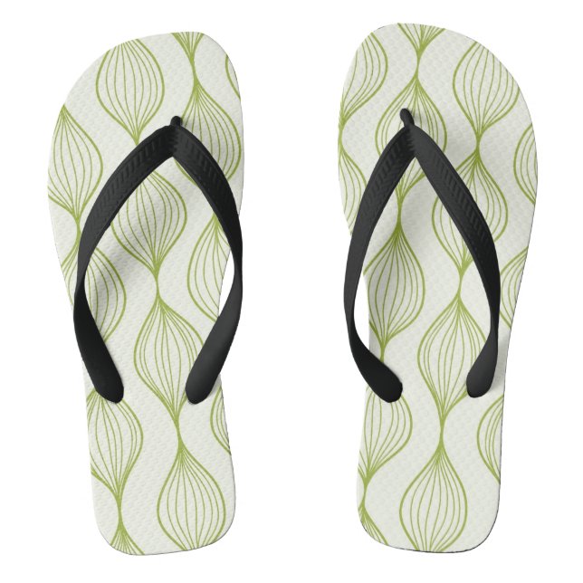 Green vertical ogee pattern background thongs (Footbed)