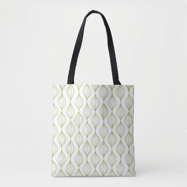 Green vertical ogee pattern background tote bag (Front)