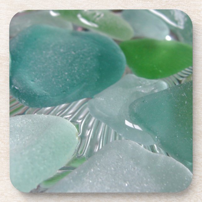 Green Vibrations Green Sea Glass Coaster (Front)