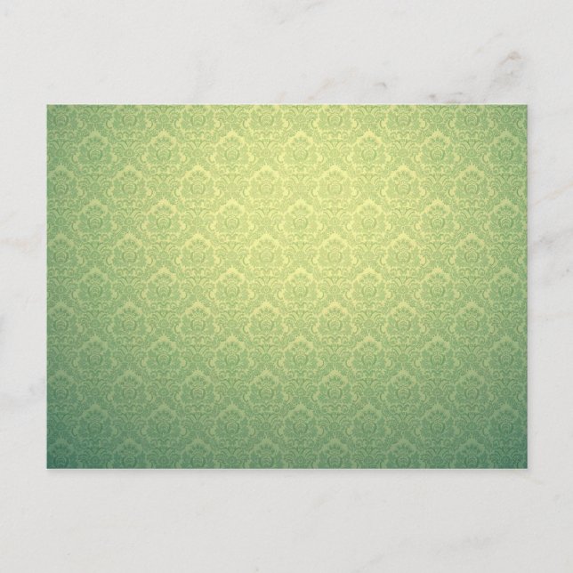 Green Victorian Damask Postcard (Front)