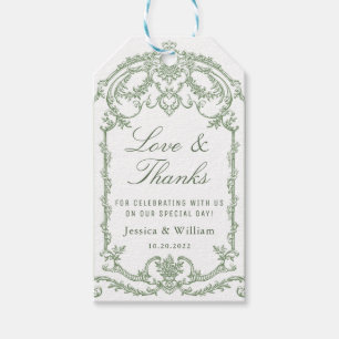 Green Victorian Ornate Grace Floral Boho Wedding Gift Tags